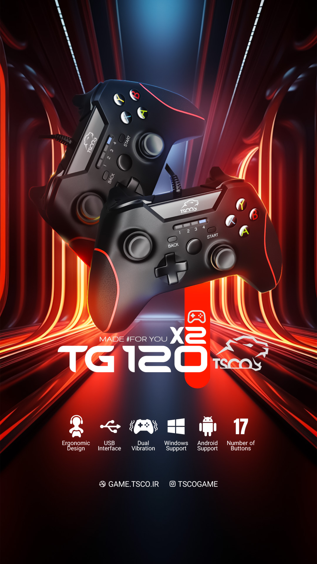 دسته بازی تسکو مدل TG120 X2