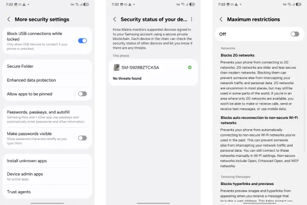 محافظت سرسختانه‌تر one ui 7 در Auto Blocker vhf