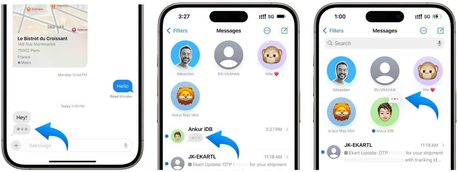 نشانگر تایپ در چت‌های گروهی  در iOS 26